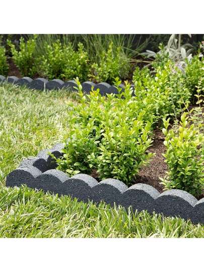 Nicoman Flexi Curve Scalloped Garden Edging Rubber Landscape Scallop Lawn Border Edging Section 120cm (4ft), Pack Of 1