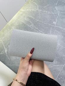 European And American Fashionable Simple Dinner Clutch Bag, Made Of High-Quality PU, Elegantly Designed For Noble Women, Single Chain Shoulder Bag And Crossbody Bag, Essential Wedding Items,Perfectly Matching With Graduation Dress, Prom Dresses, Perfectly Matching With Bridal Party, Best Choice Elegant Bag For Bridal Shower - Silver - View 9