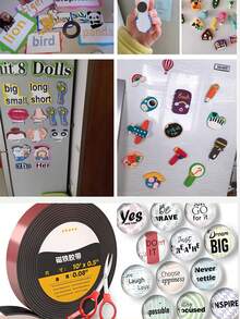 1 Roll Industrial Magnetic Tape, Acrylic Magnetic Strip, Self-Adhesive Rubber Soft Magnetic Strip, Educational DIY Craft Tape, Flexible Cuttable Magnetic Sticker, Curtain Partition Rubber Magnetic Strip, Strong Magnetic Force, Suitable For Handicrafts, Art Projects, Whiteboards, Refrigerator Magnets, Daily Office Supplies (Please Refer To The Video For Specific Usage Instructions) - Multicolor - View 4