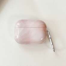 极简主义柔粉色大理石纹TPU无线耳机保护壳，兼容 1/2、 3、 4、 Pro、 Pro 2，带挂钩 - 彩色 - 查看 12