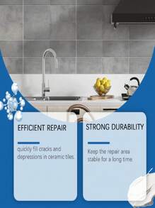 Ceramic Tile Repair Paste - Marble, Floor Tile, Furniture Hole Filler, Crack Repair Glue, Glazed Surface Restoration, Hole Filler, Floor Tile, Ceramic Tile Damage Repair Adhesive. Hard, Non-Cracking, Glossy, Non-Fading, Waterproof, Low-Cost Repair, Quick Fix, No Need To Replace Tiles. Strong Adhesion, Powerful Repair, Easily Solve The Problem Of Damaged Ceramic Tiles/Porcelain. Suitable For: Ceramic Tiles/Marble/Bathtub/Toilet/Sink Etc. Toilet Damage, Tile Cracks, Ceramic Damage, Floor Tile Cracks, Sink Damage, Marble Cracks