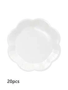 10 piezas/20 piezas/50 piezas Platos de papel rojos de 7 pulgadas con borde ondulado, platos de cena rojos con forma floral de 9 pulgadas, decoraciones elegantes de mesa para fiestas, bodas, baby shower, cumpleaños, Navidad, Año Nuevo, platos para pasteles, artículos para fiestas - Blanco - Ver 11