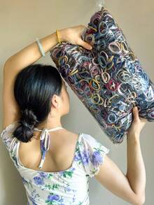 200pcs/10pcs Women's 4.2cm/1.65in Blue, Red, Gray, Brown, Pink, Khaki Random Mixed Color High Elastic Non-Damaging Seamless Beach Hair Ties, Fashion Versatile Elegant Minimalist Solid Color Bathroom Hair Accessories Suitable For Daily Outing, Casual, Party, Commute, Beach Holiday, Ponytail, Bun, Face Washing, Makeup, Outfit Matching, Ponytail Holders, Hair Elastics, Hair Rubber Bands, Scrunchies, Hair Rope, Elastic Hair Tie ,Gym Sport Outfit Head Accessories