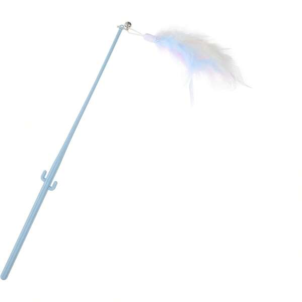 2pcs Interactive Cactus Shaped Cat Toys With Feathers, Entertaining Cat Wand Toys, Colorful Feather Charm Suitable For Most Cats And Kittens