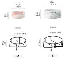 1pc (Iron Frame + Bowl) INS Ceramic Cat Bowl With Iron Frame, Cat/Dog Food Bowl, Pet Supplies, Prevents Neck Strain, Fine Texture, Anti-Grease Absorption, Smooth Glaze, Easy To Clean, Thick Bowl Bottom - Light Grey - View 4