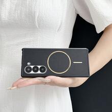 1 件 PU 皮革菱形图案磁性手机壳适用于三星 Galaxy Z Fold 7 6 5 4 3 5G - 黑色 - 查看 6