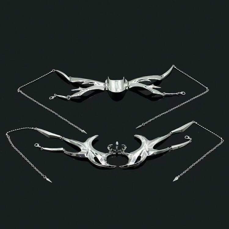 1 Piece Cyberpunk Metal Mask Niche Design Irregular Fluid Mechanical Style Earrings Lip Ring Adjustable Face Accessories For Men And Women - Bộ hoàn chỉnh - Xem 4