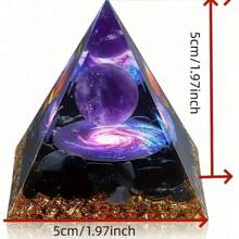 1pc Pyramid Of Positive Energy, Amethyst Crystal Ball With Protective Crystal Energy Generator, For Stress Relief, Healing Meditation And Attracting Wealth, For Interior Decoration, Perfect Gift Birthday Gifts Graduation