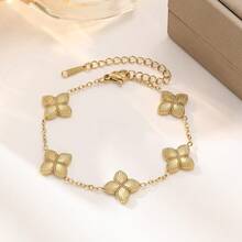 1 件时尚不锈钢绿松石手链、花卉手链、仿珍珠手链、经典罗马数字手链、全水钻手链，适合女性日常佩戴