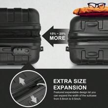 Hardside Carry On Spinner Suitcase Luggage Expandable With Wheels 22" Black - 預設 - 查看 7