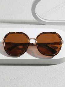 1pc Women's Retro Tortoiseshell Frame Fashion Glasses - Brown - View 2