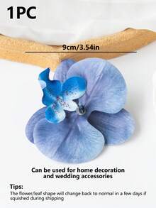1片/6片/30片人造兰花花瓣，3.9英寸仿真PU蝴蝶兰花头，散装人造蝴蝶兰花头，适用于婚礼花束装饰、DIY手工、新娘送礼、摄影道具 - 藍色 - 查看 2