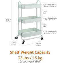 Basics Three-Tier Rolling Kitchen Cart Or Utility Cart In Mint Green