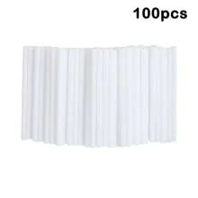 100/200/500/1000支塑料吸管白色空心糖果棒棒糖棒，10厘米烘焙蛋糕巧克力装饰配件