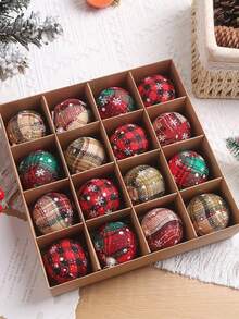 6cm/8cm Foam Christmas Ball Ornaments, With High-End Texture, Plaid Christmas Tree Decorations That Create A Warm Decorative Atmosphere And Can Be Used As Christmas Tabletop And Fireplace Decorations.