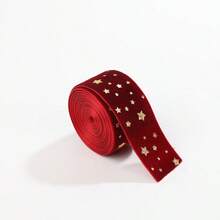 1pc 2.5cm*5/10 Yards Christmas Gold Foil Star Velvet Ribbon Gift Box Packaging, Home Party Decoration Home Decor Christmas Decorations Room Decor Winter