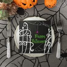 20 hojas, pañuelos de papel impresos de 3 capas gruesas para decoraciones de Halloween, una mesa de fiesta elegante, servilletas de papel con estampado de telaraña negra de estilo para la fiesta de Halloween feliz, 13*13 pulgadas