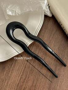 1pc French Barrette U-Shaped Hair Clip, Vintage Glossy Hair Bun Accessory, Chinese Hair Decoration, Bun Extension, Hair Styling Pins - Multicolor - View 5