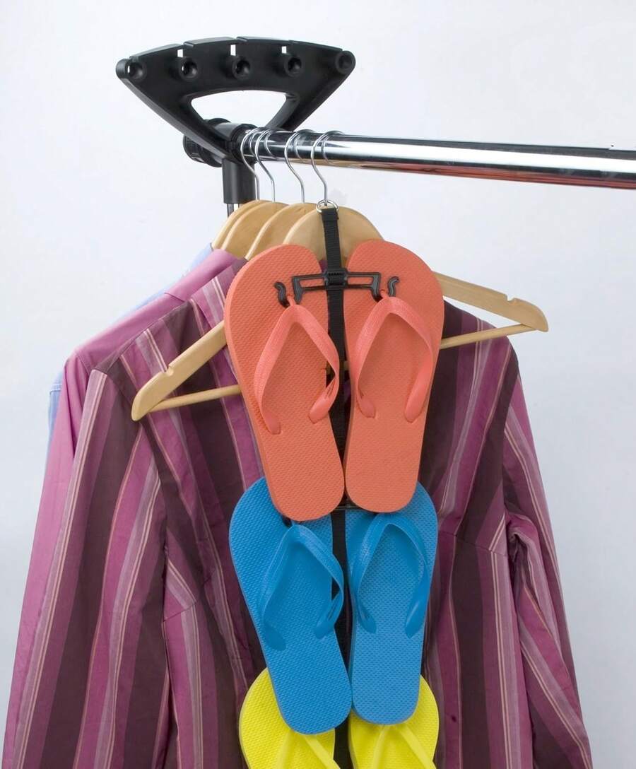 Curve Flip Flop Rack Organizer |   Holds 9 Pairs |   Over Door Organizer |   Space Saving Shoe Rack |   Adjustable Hooks |   Organize Flip Flops, And Oofos |   Black - 1 - 查看 1