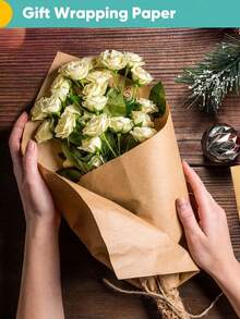 5 Rolls Of Solid Color Gift Wrapping Paper - Brown Leather Paper, Brown Kraft Paper, 11.8" X 394", Suitable For Birthday Gifts, Party Decorations, Wedding Packaging, Floral Bouquets, Gift Wrapping, Posters, Crafts, Valentine's Day, New Year Decorations - Brown - View 2