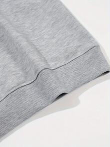 Winter Clothes Vibrant Plant & Letter Print Crew Neck Sweatshirt - Cozy Long Sleeve, Casual Women's Clothing - Soft, Breathable, And Comfortable - Xám - Xem 2