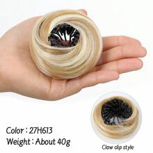 Bird's Nest Magic Hair Clip Straight Hair Bun Hair Piece Clip On Hairtail Extension Heat Resistant Synthetic Straight Chignon With Fluffy Donut Updo Natural Hairpiece Black Brown Blonde Hair Bun For Women Ponytail Holders Fashion Hair Suitable For Daily Wear 1PC - Multicolor - View 12