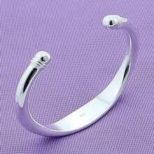 925 Sterling Silver Plated Double Bead Cuff Bangle Bracelet For Woman Man Wedding Engagement Jewelry - Silver - View 2