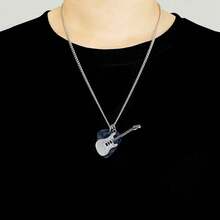 Rock Style Guitar Pick Necklace Men Niche Design Personality Disco-Hop Couple Pendant Accessories Women