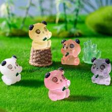 8 件发光熊猫微型雕像，可爱动物装饰，用于园艺、汽车、办公桌的树脂装饰品，夜光设计，小尺寸，适合景观美化、汽车装饰、桌面展示，展现可爱风格 - 彩色 - 查看 3