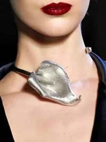 1 件优雅的法式复古风马蹄莲花项链，适合女士，合金开口袖口设计，适合派对、宴会和送礼 - 四季配饰 - 彩色 - 查看 12