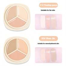 NOVO 3-In-1 Concealer Palette, Covers Dark Circles, Spots, Acne Marks, Waterproof & Sweat-Resistant, Non-Cakey - 01#浮纓 - 查看 8