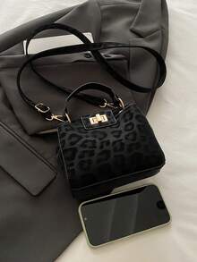 新款时尚休闲可锁手提包，适合聚会、郊游、购物和日常使用，可存放硬币、手机，也适合作为白领、大学生和办公室职员的工作包，优雅的女士包 - 黑色 - 查看 5