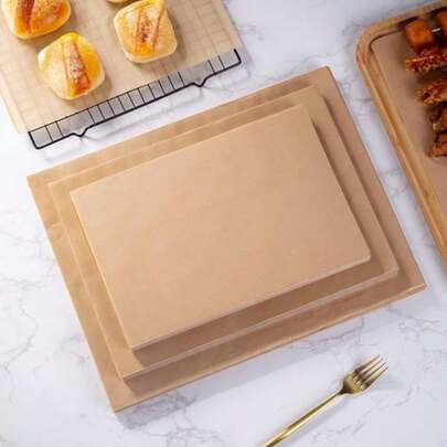 100 张羊皮纸、未漂白烘焙纸、不粘空气炸锅内衬、防油食品包装纸、三明治熟食纸、烘焙、烧烤、野餐、返校午餐、感恩节、万圣节、圣诞节派对用品必备厨房配件。