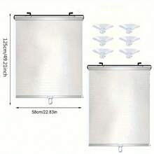 Easy Install Sunshade Curtain Set - Suitable For Doors, Windows And Car Windows | Heat And UV Protection | Classic Home Decor Style (Suction Cups Included)