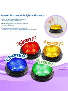 4件套游戏抢答器套装 - 家庭问答游戏抢答器，带灯光和声音，适用于课堂、问答游戏派对、游戏节目、成人和教师 - 彩色 - 查看 4