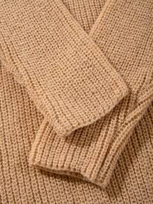 ANDREILEE 男士休闲宽松圆领纯色套头毛衣，通勤百搭，秋冬季 - 棕色 - 查看 5