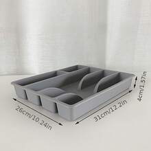 Caixa organizadora de cozinha que economiza espaço, bandeja de plástico para talheres com 3 compartimentos, design deslizante para fácil acesso e armazenamento compacto, solução de armazenamento de cozinha - acessório de cozinha moderno, decoração para casa, armazenamento para festas e Natal