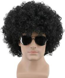 Short Orange Curly Afro Wig Fluffy 70s Disco Wigs 80s Rocker Costume Heat Resistant Synthetic Fibers Durable Breathable Costume Hair For Unisex(Orange)