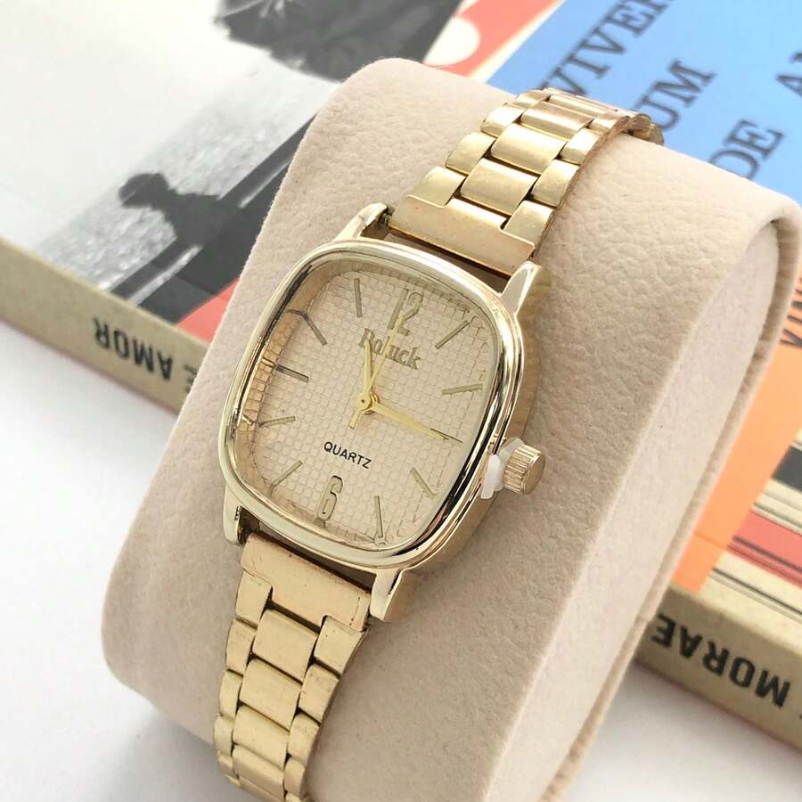 Elegant And Exquisite Women's Square Quartz Watch - 金色 - 查看 1