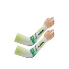 1 par de mangas protectoras de sol rosas con bloqueo UV, transpirables y elásticas de seda, adecuadas para deportes al aire libre, conducir, viajes en primavera y verano - Verde - Ver 2