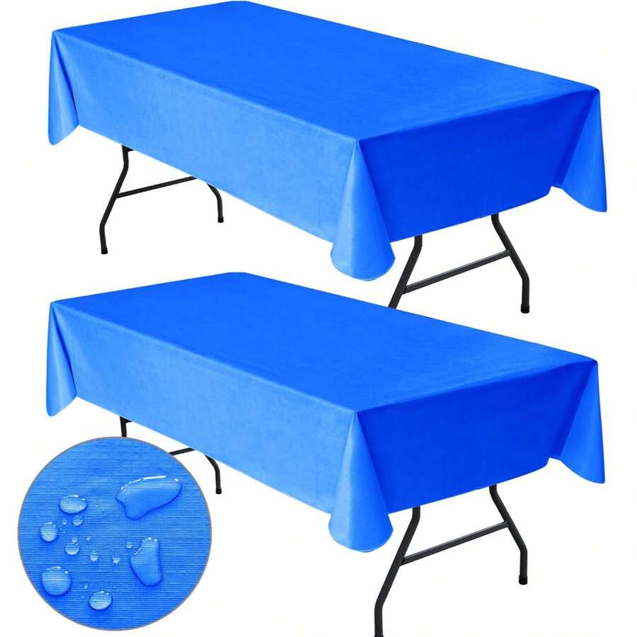 Taplak Meja Sekali Pakai Warna Polos Ukuran 137 x 183 cm, Cocok untuk Pesta Ulang Tahun, Pernikahan, Natal, dan Acara Lainnya, Dapat Digunakan sebagai Kain Lap, atau Taplak Dekorasi Meja Persegi Panjang - Biru - View 1