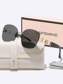 LINFEMAND 无框猫眼时尚眼镜，渐变镜片，女士沙滩休闲派对户外旅行时尚眼镜，节日礼物 - 彩色 - 查看 11