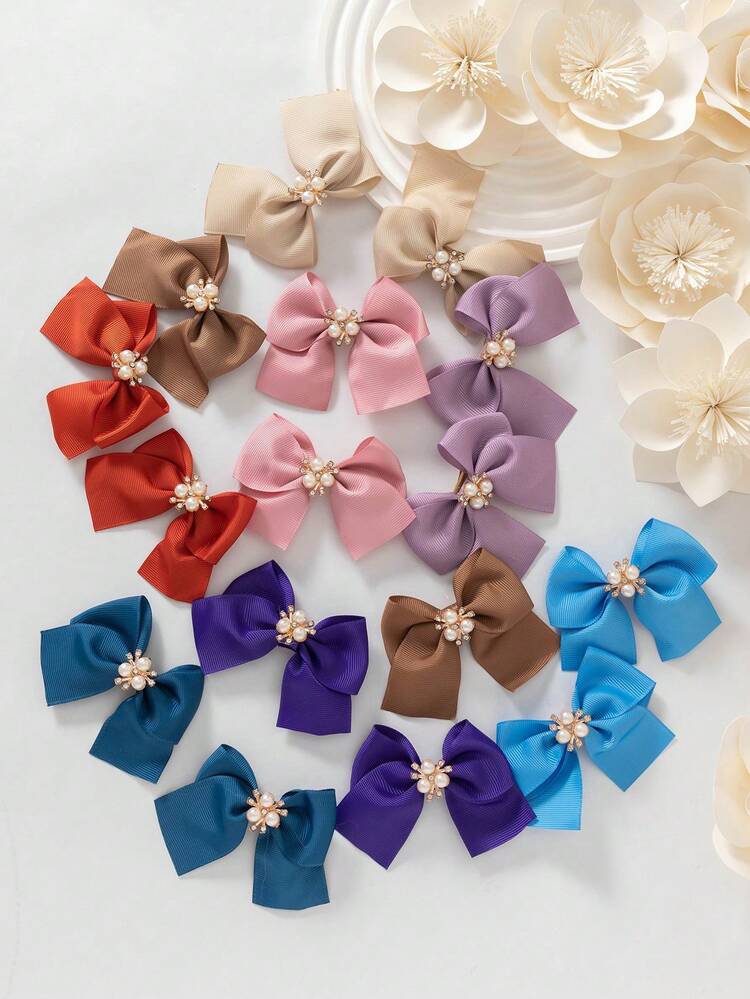 2024 Luxury Girl's 16pcs Hair Accessories Set | Pearl Decor Solid Color Bow | 14+ Years Old High-End Headpiece Set (Suitable For Adults) - Multicolor - View 4