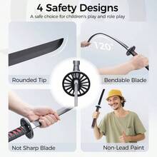 Demon Katana - 41 Inch Anime Replica With Belt And Stand - Durable Sword Perfect For Cosplay - Nichirin Sword With Authentic Design - 白色 - 查看 3