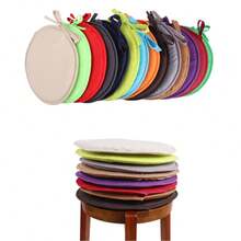 1pc Portable Foldable Round Beach/Camping Cushion (Slight Color Variation), Dust-Proof Outdoor Folding Seat Pad (Size: Approx. 30cm, Handmade Measurement With Slight Deviation), (Cushion With 2 Tie Straps) - Multicolor - View 2