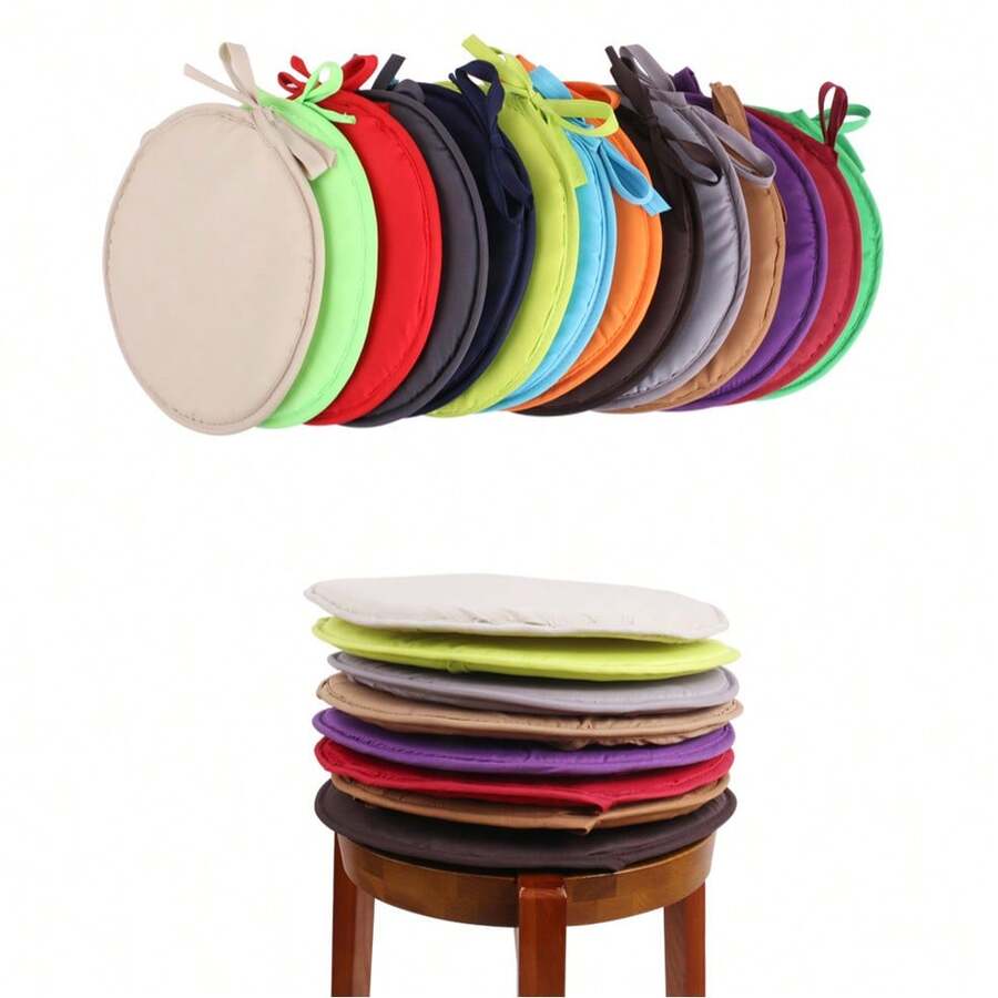 1pc Portable Foldable Round Beach/Camping Cushion (Slight Color Variation), Dust-Proof Outdoor Folding Seat Pad (Size: Approx. 30cm, Handmade Measurement With Slight Deviation), (Cushion With 2 Tie Straps)