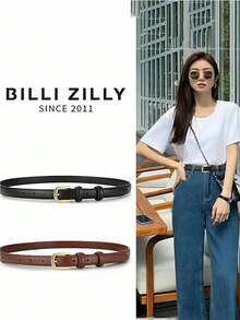 Casual Fashion Versatile Solid Color Buckle Belt, Random Delivery Fall, Autumn, Halloween - Coffee Brown - View 12