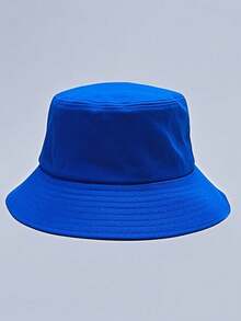 1pc Unisex Solid Color Bucket Hat With Drawstring, Outdoor Travel Hiking Casual Lightweight Fashionable Sports Sun Hat, Suitable For All Ages, Summer Sun Protection - Royal Blue - View 2