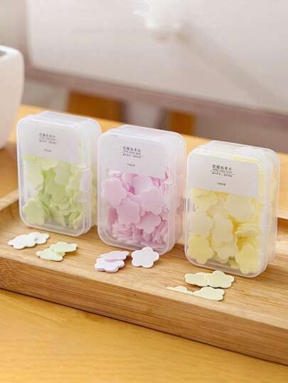 100pcs Flower Design Disposable Hand Soap, Modern PP Disposable Soap Flake For Travel, Outdoor