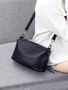 休闲百搭简约多口袋多层斜挎包 - 黑色 - 查看 1